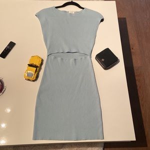 Wilfred Free Cut Out Knit Mini Dress- Baby Blue Aritzia Dream Blue